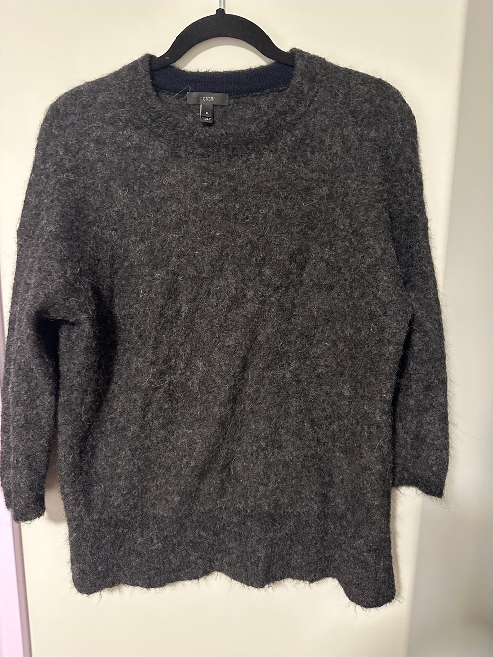 J. Crew Dark Charcoal Fuzzy Crewneck Sweater